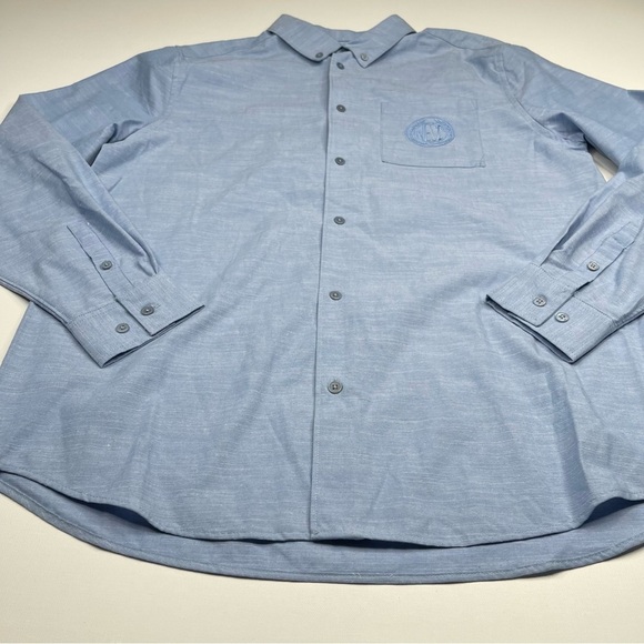 WESC Button Shirt Oden LS Oxford Unisex Long Sleeve Regular Fit Blue Cotton New - Picture 4 of 16